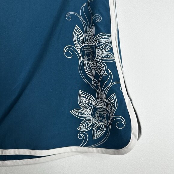 Athleta Swift Side Zip Floral Skirt/Skort Dark Teal White Trim Size 8 Hawaii - Picture 3 of 12